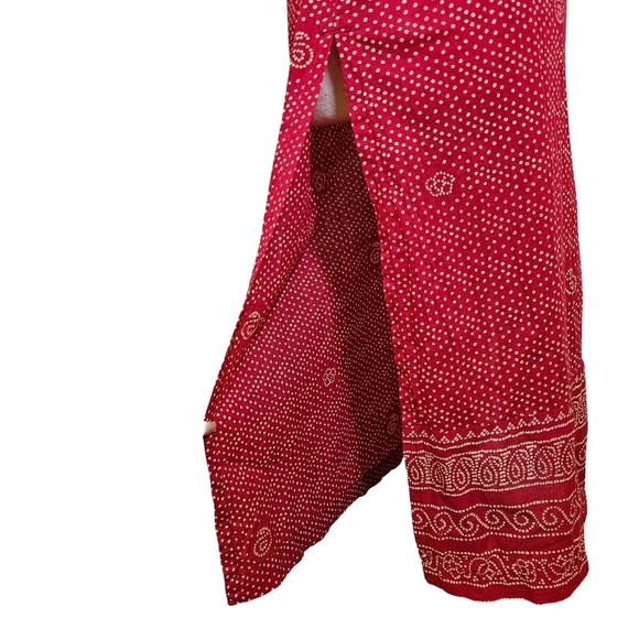 Fabindia Cotton Pleated Front Sleevless Dress, Red, Medium - Picture 4 of 13